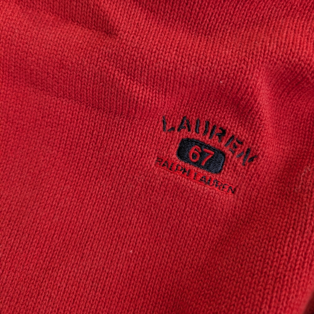 RARE VTG RALPH LAUREN | 100% Cotton RED Knit Hoodie